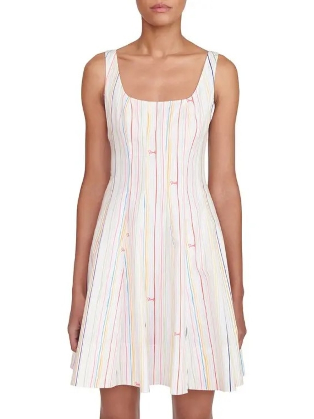 Staud Wells Striped Logo Mini Dress White Size 14